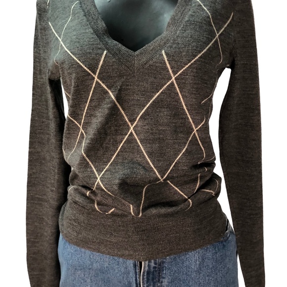 90's Preppy Club Monaco Merino Argyle Diamond Print Sweater S - Picture 1 of 4